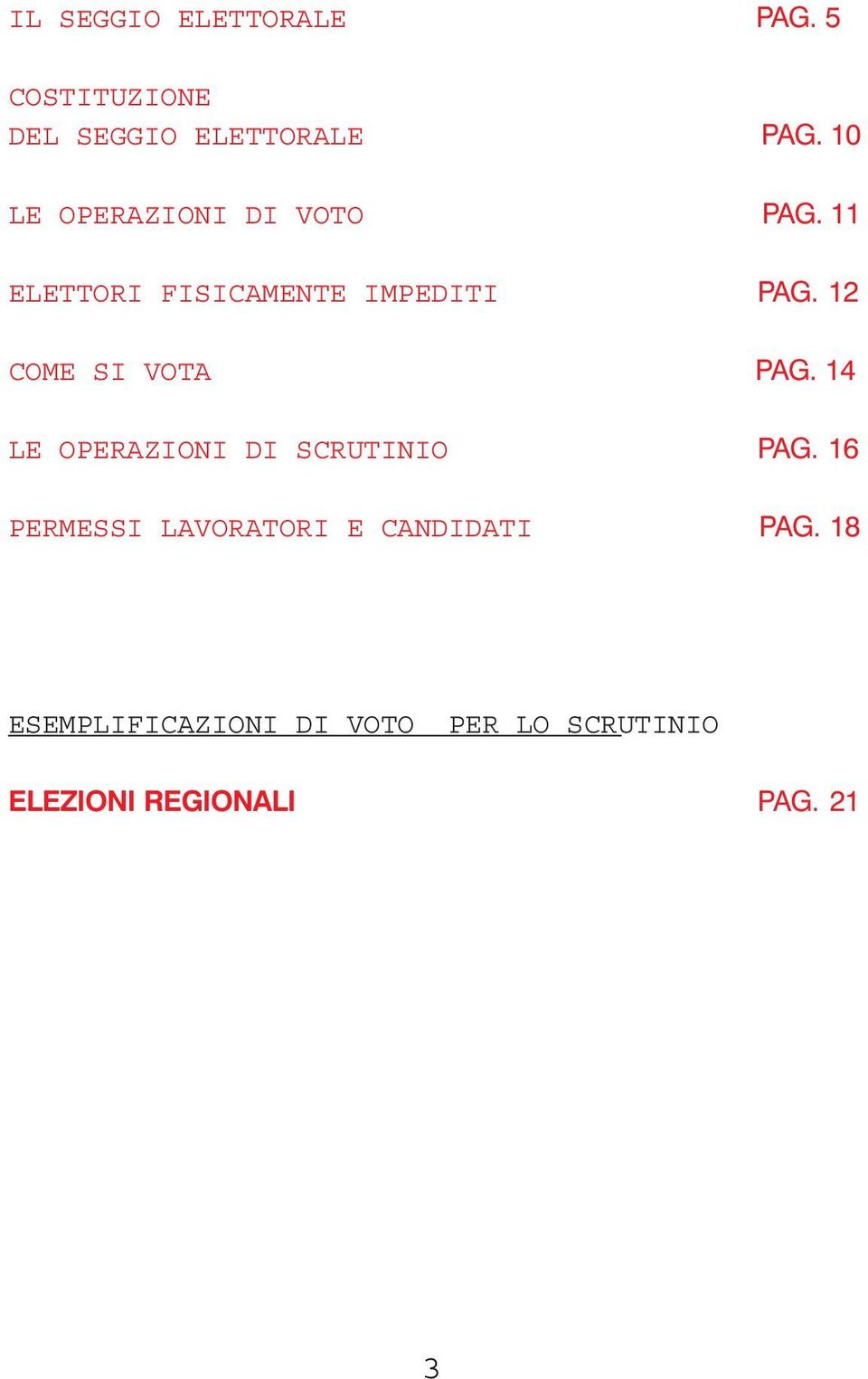 COME SI VOTA PAG. LE OPERAZIONI DI SCRUTINIO PAG.