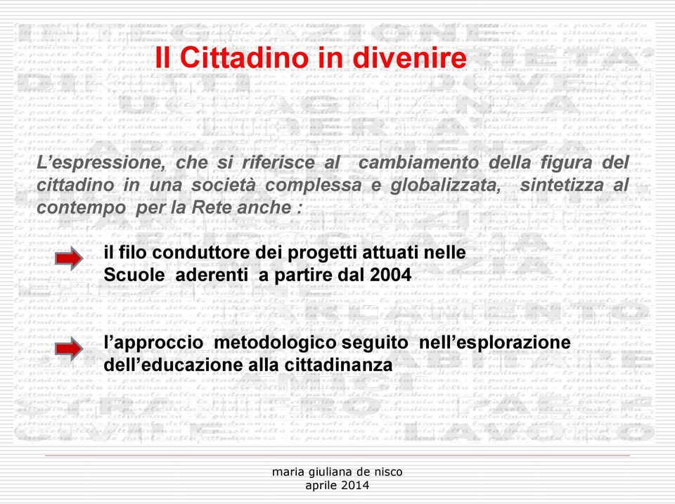 Rete anche : il filo conduttore dei progetti attuati nelle Scuole aderenti a partire