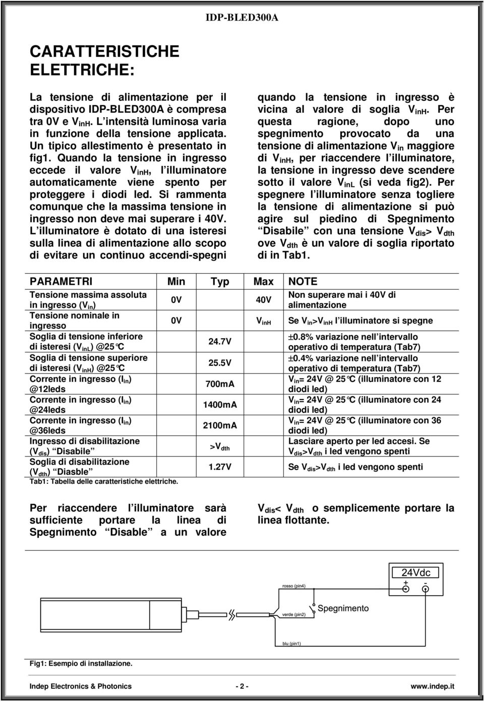 Si rammenta comunque che la massima tensione in ingresso non deve mai superare i 40V.