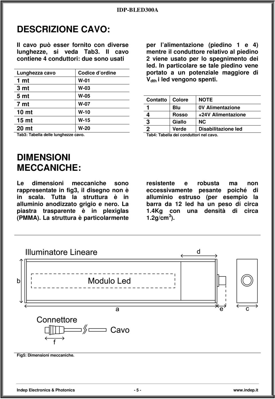 Codice d ordine per l alimentazione (piedino 1 e 4) mentre il conduttore relativo al piedino 2 viene usato per lo spegnimento dei led.