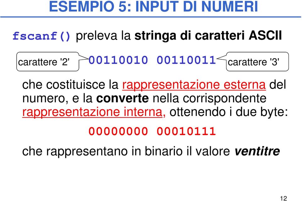 esterna del numero, e la converte nella corrispondente rappresentazione interna,