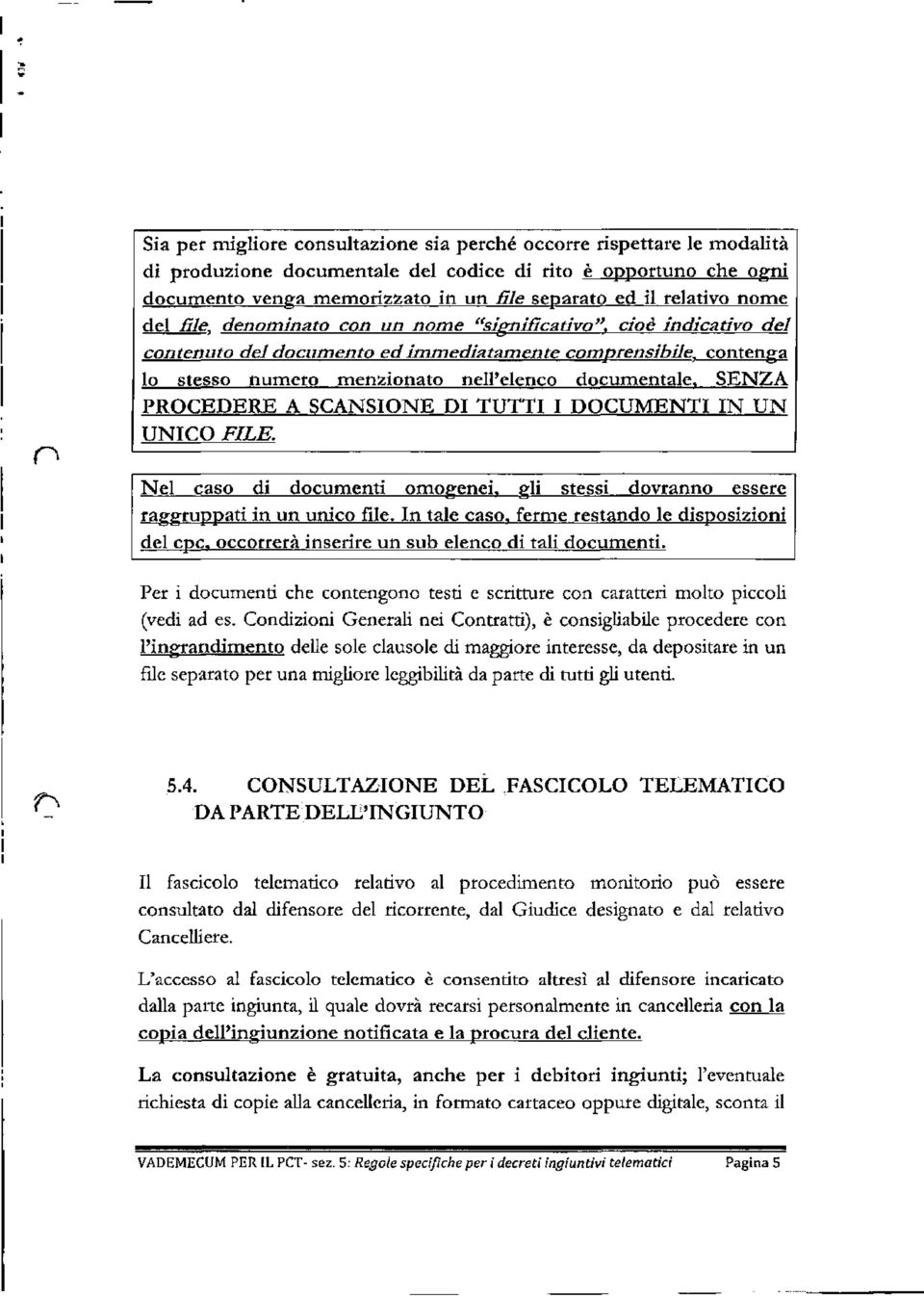 documentale, SENZA PROCEDERE A SCANSIONE DI TUTTI I DOCUMENTI IN UN UNICO FILE. Nel caso di documenti omogenei, gli stessi dovranno essere raggruppati in un unico file.