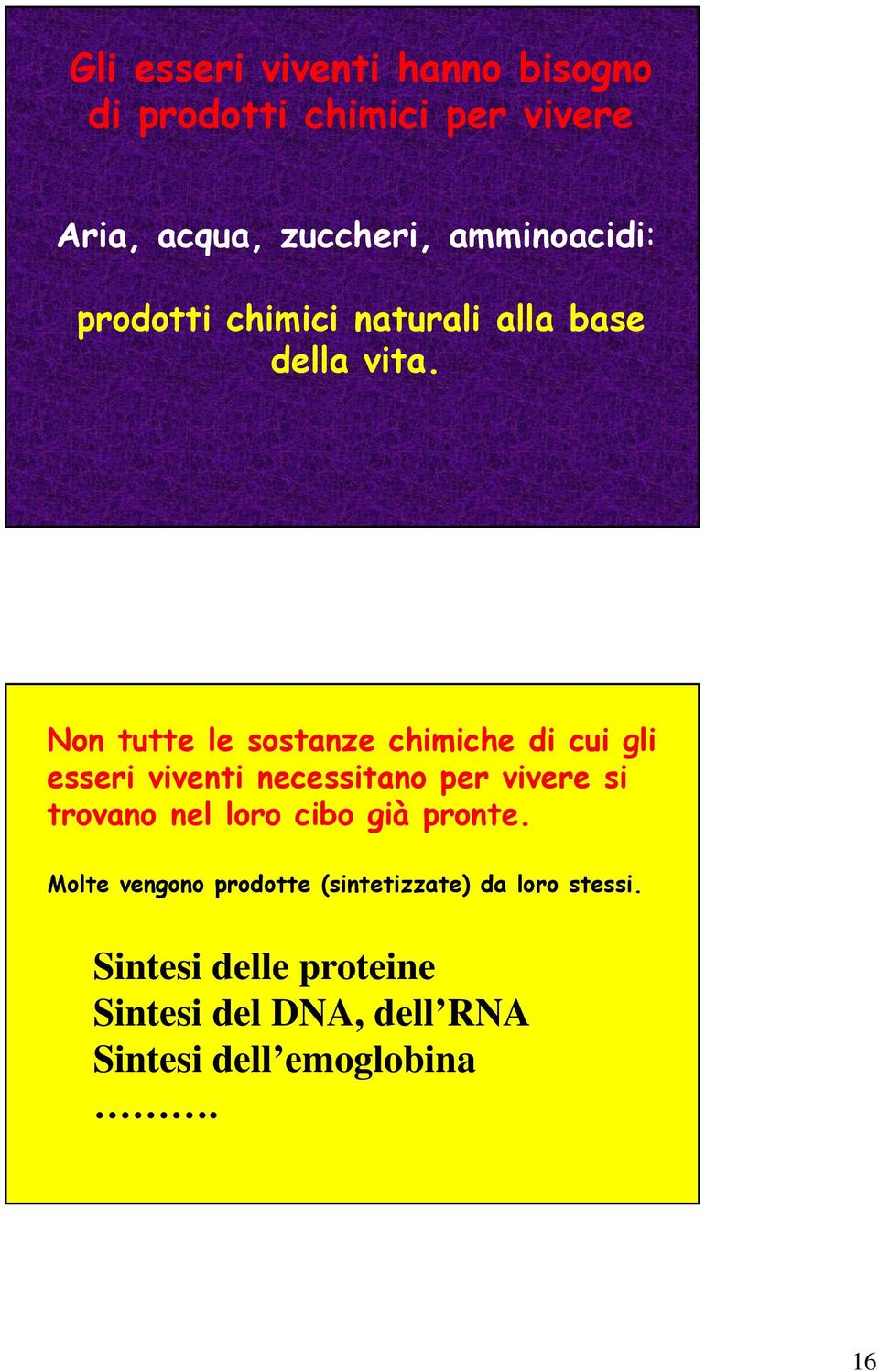 Non tutte le sostanze chimiche di cui gli esseri viventi necessitano per vivere si trovano nel