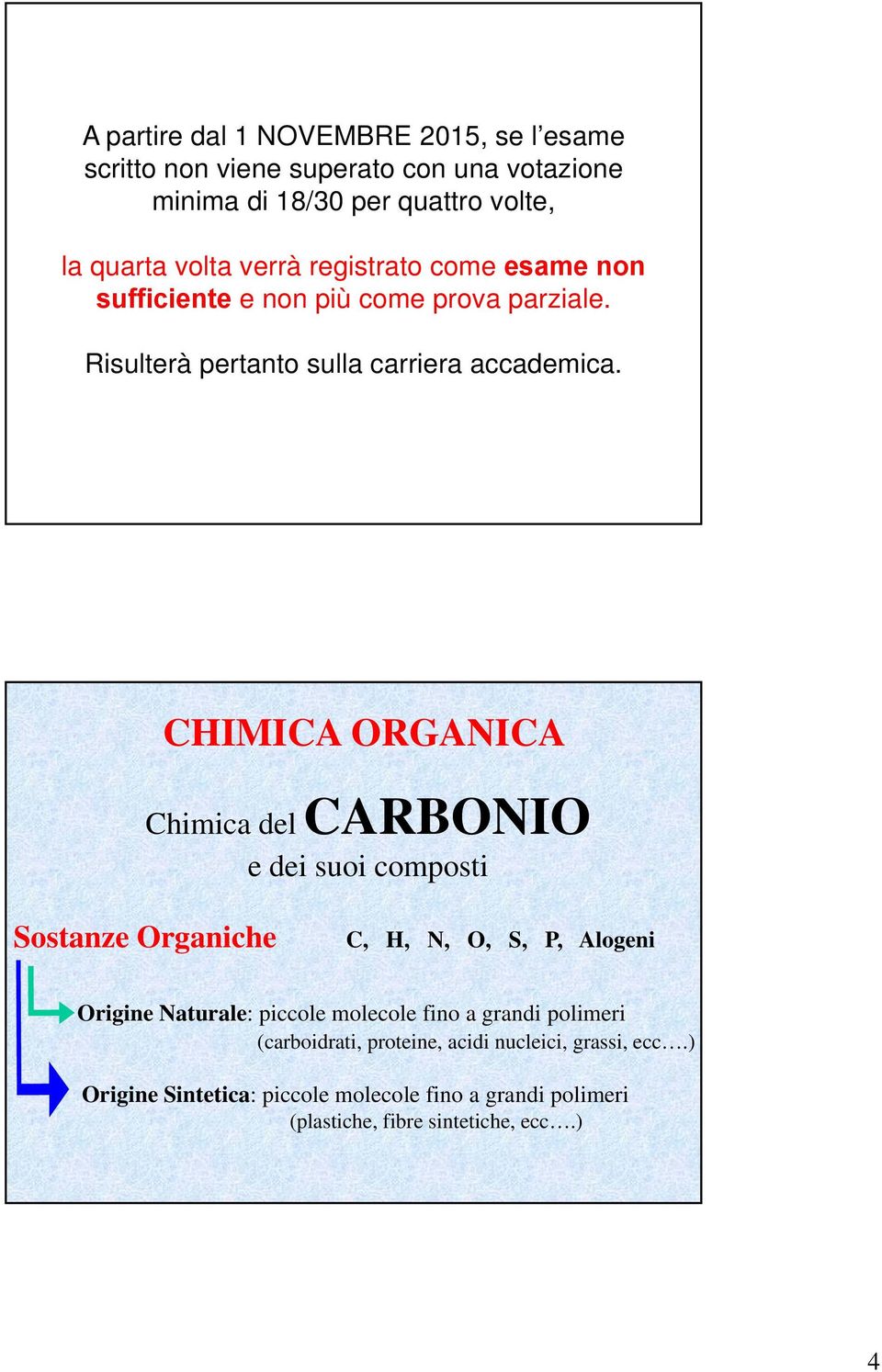 CHIMICA ORGANICA Chimica delcarbonio e dei suoi composti Sostanze Organiche C, H, N, O, S, P, Alogeni Origine Naturale: piccole molecole fino