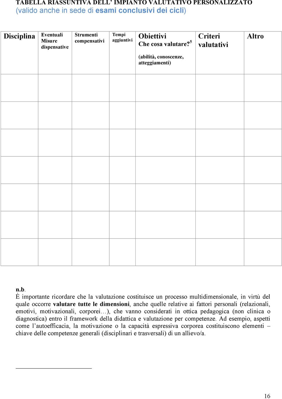 quale occorre valutare tutte le dimensioni, anche quelle relative ai fattori personali (relazionali, emotivi, motivazionali, corporei ), che vanno considerati in ottica pedagogica (non clinica o