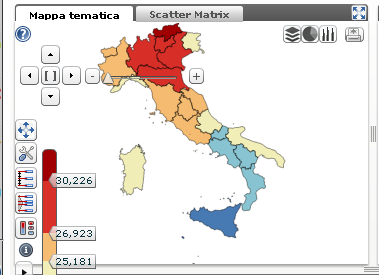 Rappresentazione dei dati Mappa tematica La mappa tematica è una cartina dell Italia con le