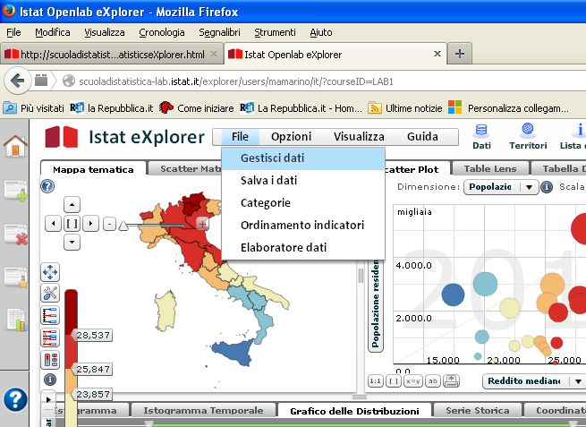 Caricare il file in Statistics