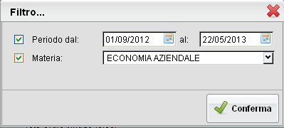 Argomento Lezioni Consente la visualizzazione dell argomento delle lezioni, il