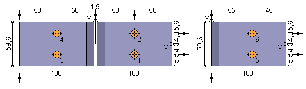 Materiale: Acciaio S275 f y = 275 N/mm 2 f t = 430 N/mm 2 γ Rd = 1.15 Altezza: 59,6 mm Bullonature: Viti cl. 8.