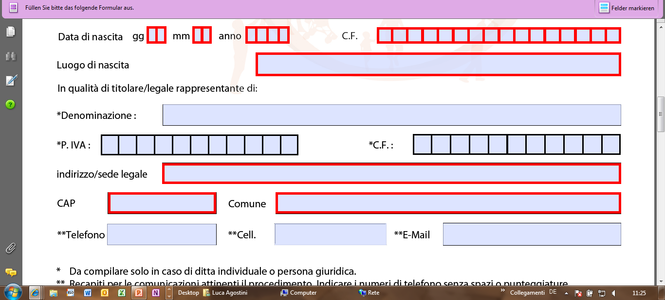 Step 1 Compilazione del modulo Se la domanda viene presentata