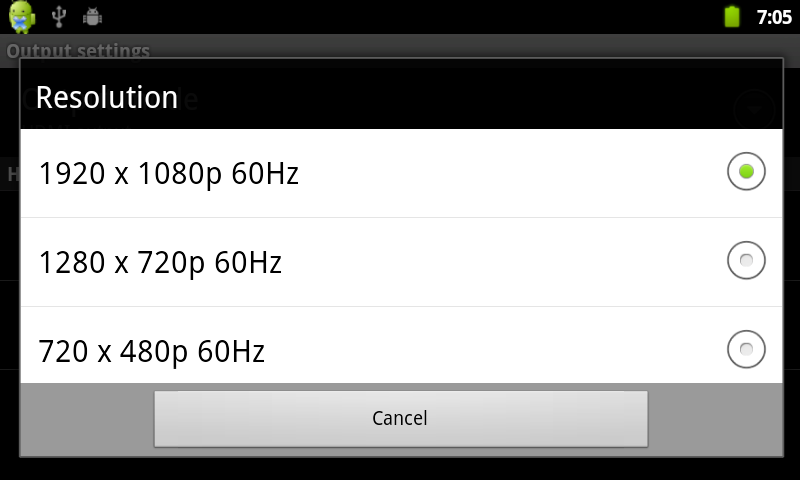 Point of View Android 2.3 Tablet - User s Manual Italiano settings per cambiare il formato dell uscità. Ci sono due formati di sistema: 1920 x 1080P 60 Hz e 1280 x 720 P 60 Hz.