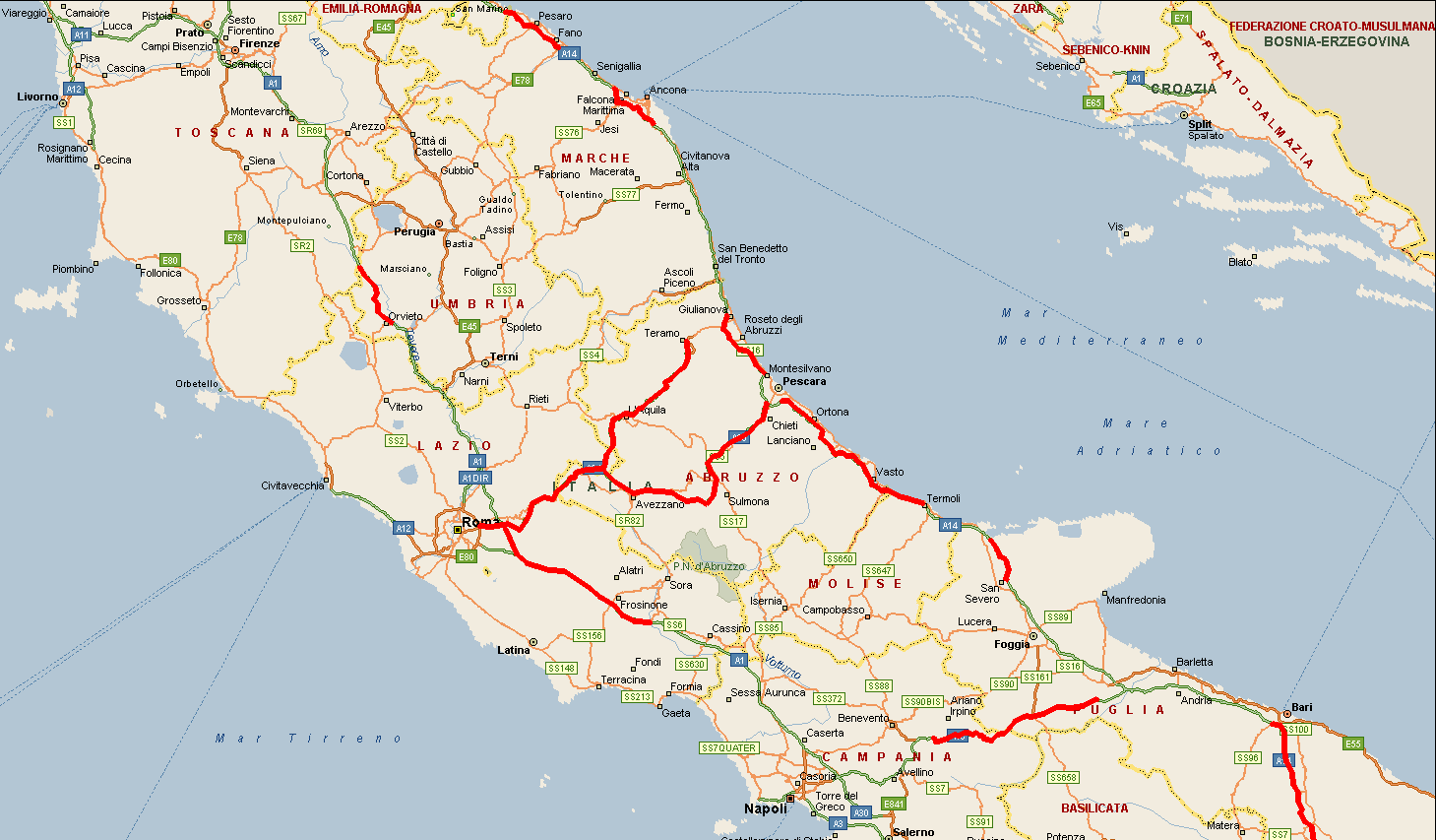 Mappatura delle aree/nodi autostradali più