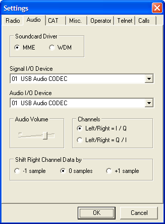 Si inizia col Tab Radio. Selezioniamo 3-KHz radio, se disponiamo di una radio classica, cioè diversa da quelle elencate.