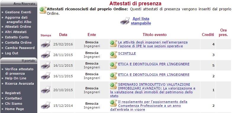 GLI ATTESTATI DI PRESENZA ONLINE E possibile scaricare direttamente dall area riservata del