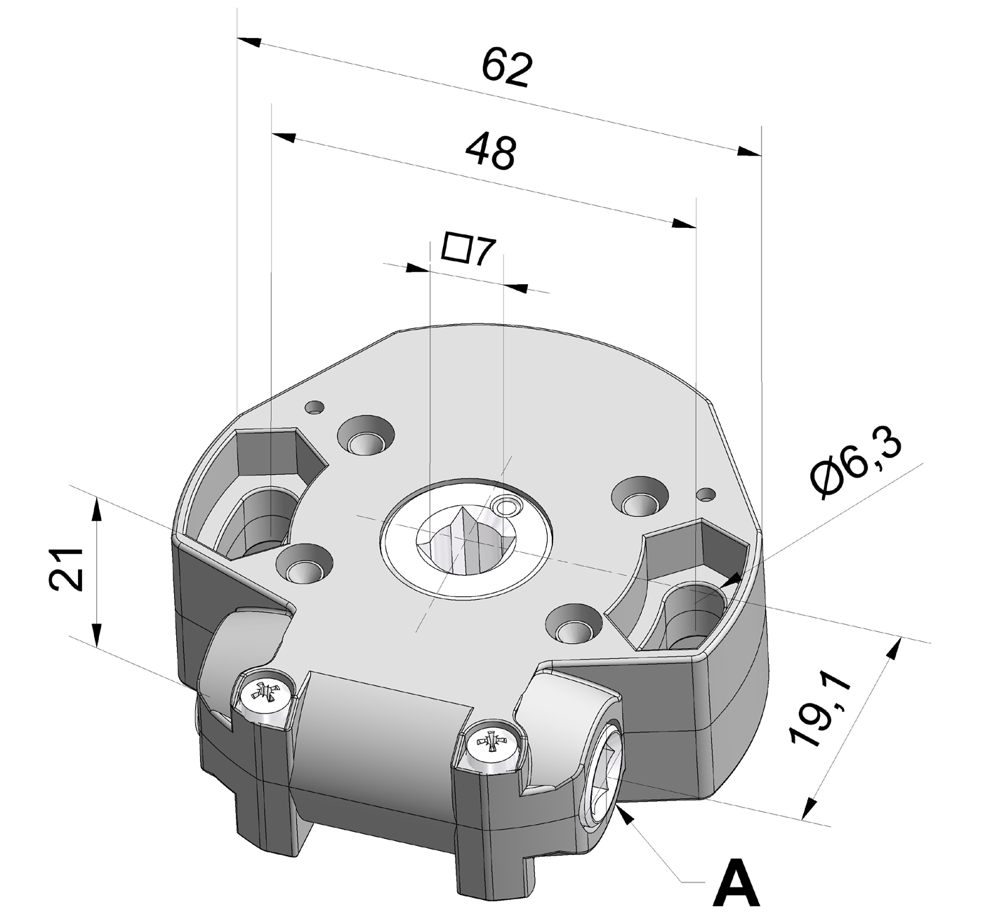 ACCESSORI PER TENDE A CADUTA ARGANELLO STANDARD VITE SENZA FINE RIDUZIONE 3,5:1 Carter in Zama. Vite senza fine in alluminio. Corona in ottone. Autofrenante mediante boccole.