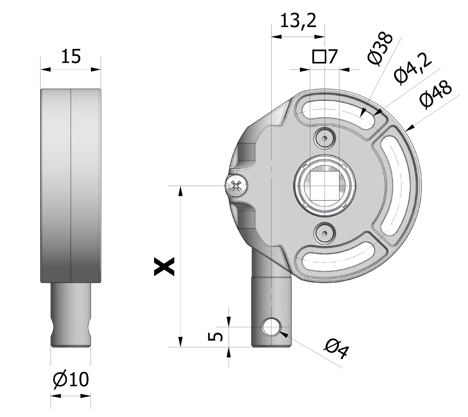 ACCESSORI PER OSCURANTI ARGANELLO A VITE SENZA FINE RIDUZIONE 3,3:1 Carter in Zama. Vite senza fine in ottone. Corona in Zama. Autofrenante mediante boccole.