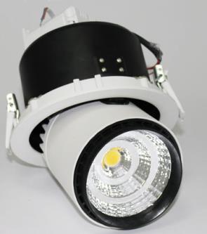 1037 25W LED Downlight COB - SATINATO Body White 4500K Lumen 1750 (D)190mm Dimension: 223*60mm 1127 25W LED Downlight COB Zoom Fitting - White Body 3000K Lumen 1750 (D)155mm Dimension: 170*130mm 1128