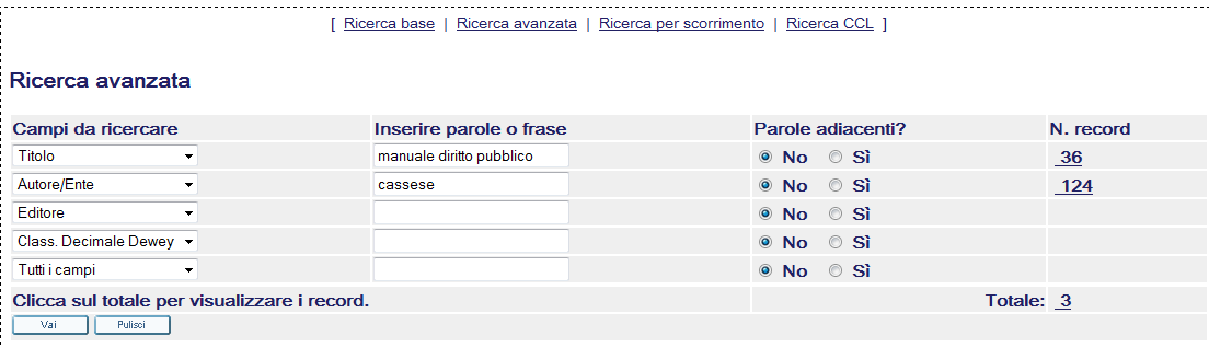 1 BdA - OPAC ricerca avanzata e risultati