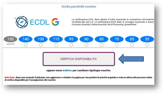 Disponibiltà ; - Un messaggio di avviso informa l utente che proseguendo non sarà possibile modificare la scelta effettuata; La funzione Verifica Disponibiltà in particolare verifica se la quantità