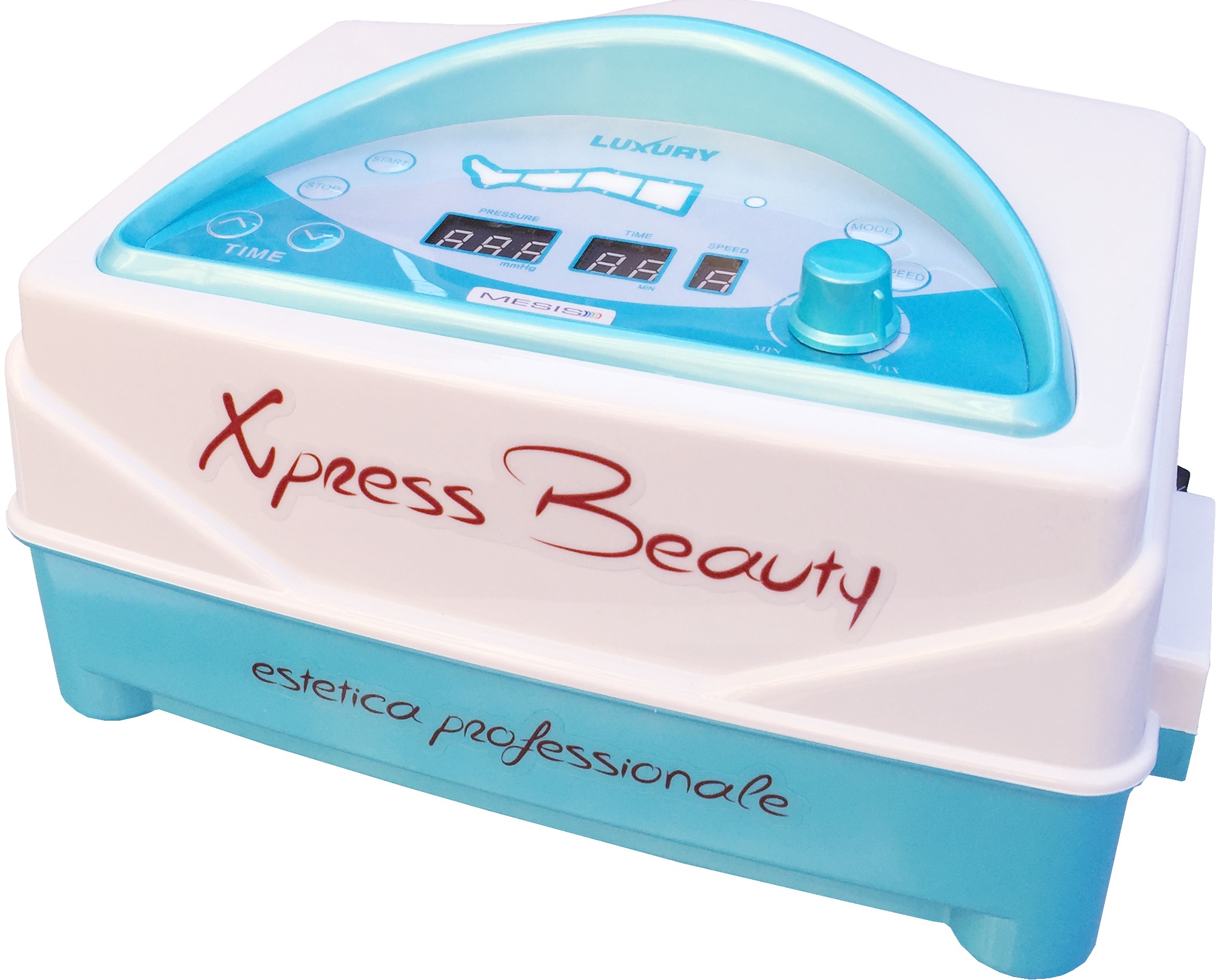 Pressoterapia Mesis Xpress Beauty Luxury Codice XP4000Luxury Caratteristiche Tecniche principali 2 programmi Regolazione della pressione 40~280mmHg ±10% Regolazione della velocità dei cicli Tempo di