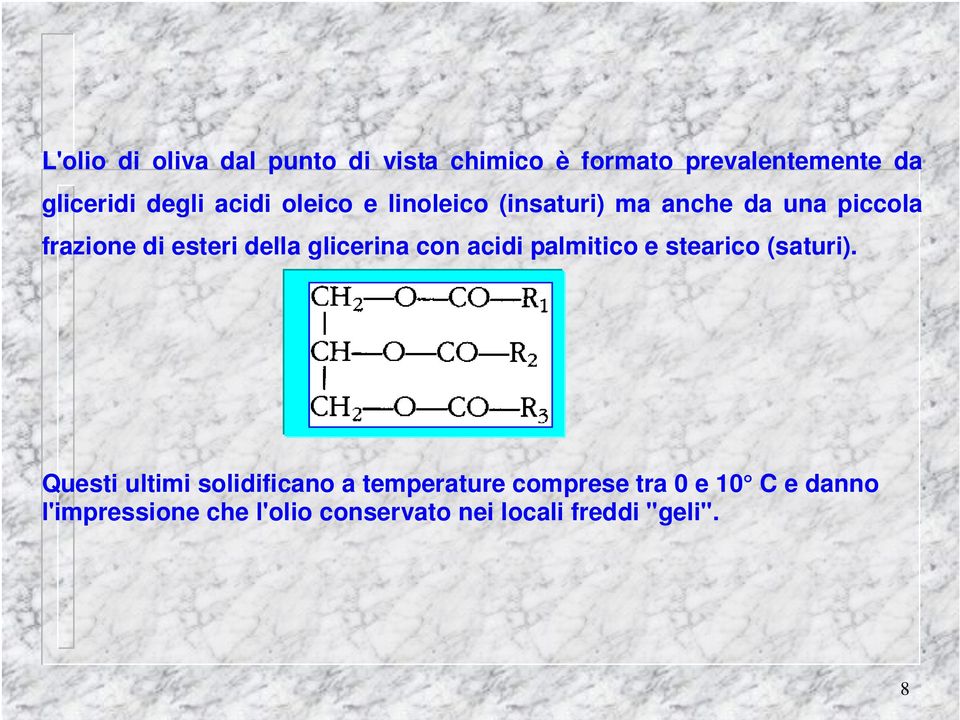 glicerina con acidi palmitico e stearico (saturi).