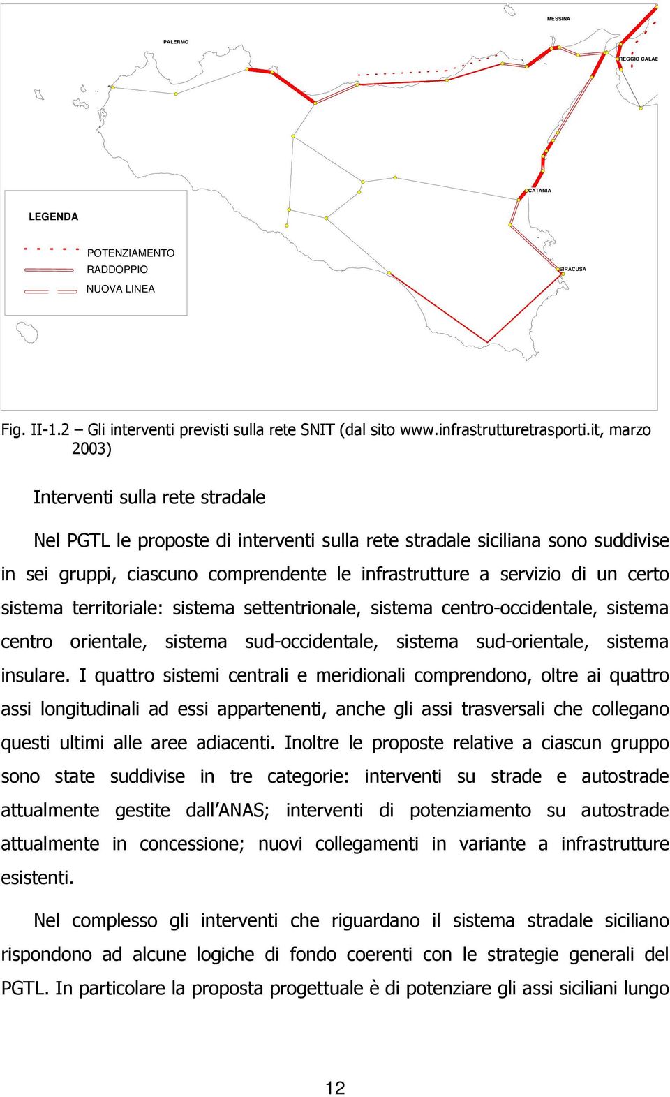 certo sistema territoriale: sistema settentrionale, sistema centro-occidentale, sistema centro orientale, sistema sud-occidentale, sistema sud-orientale, sistema insulare.