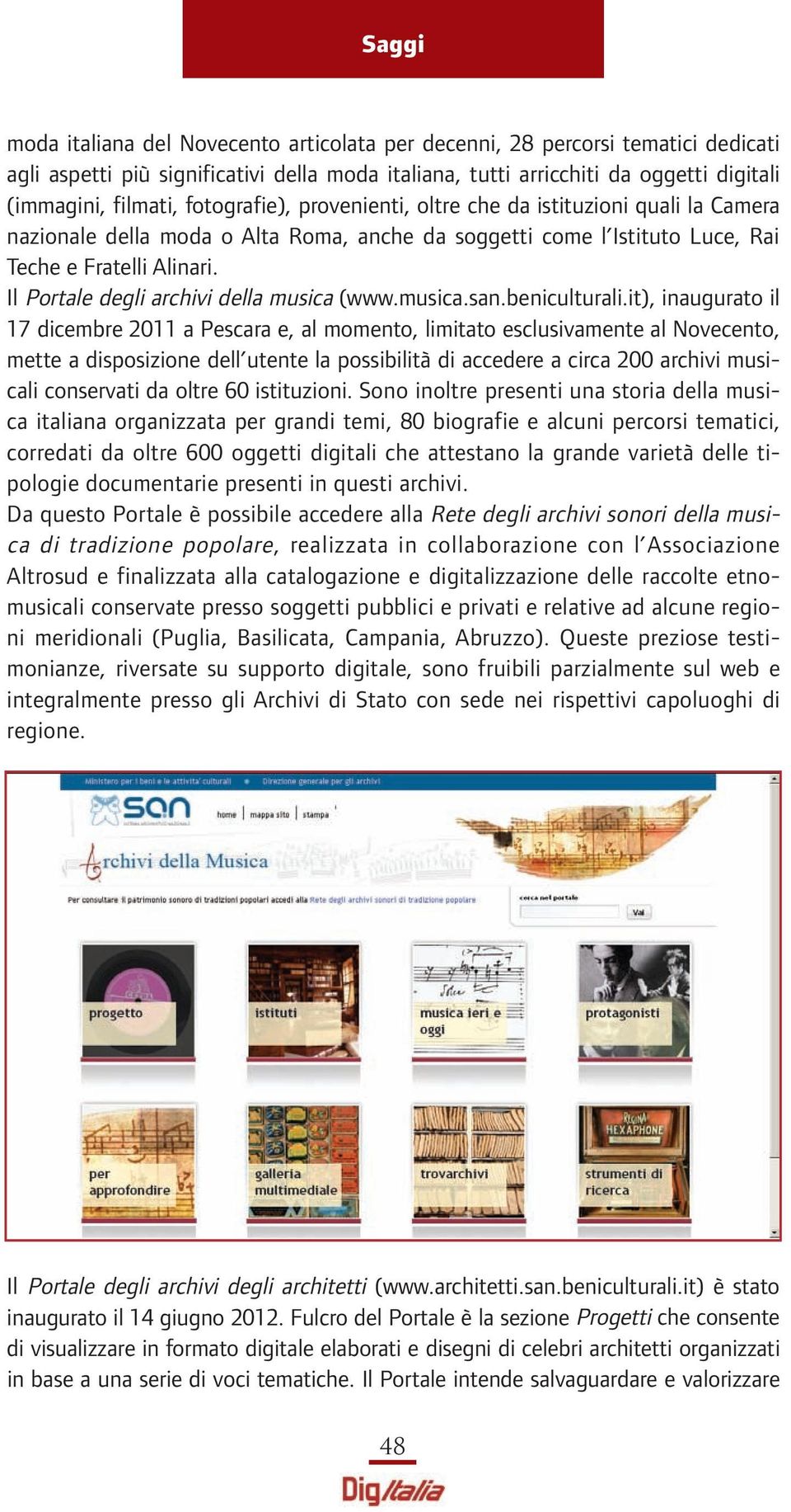 Il Portale degli archivi della musica (www.musica.san.beniculturali.