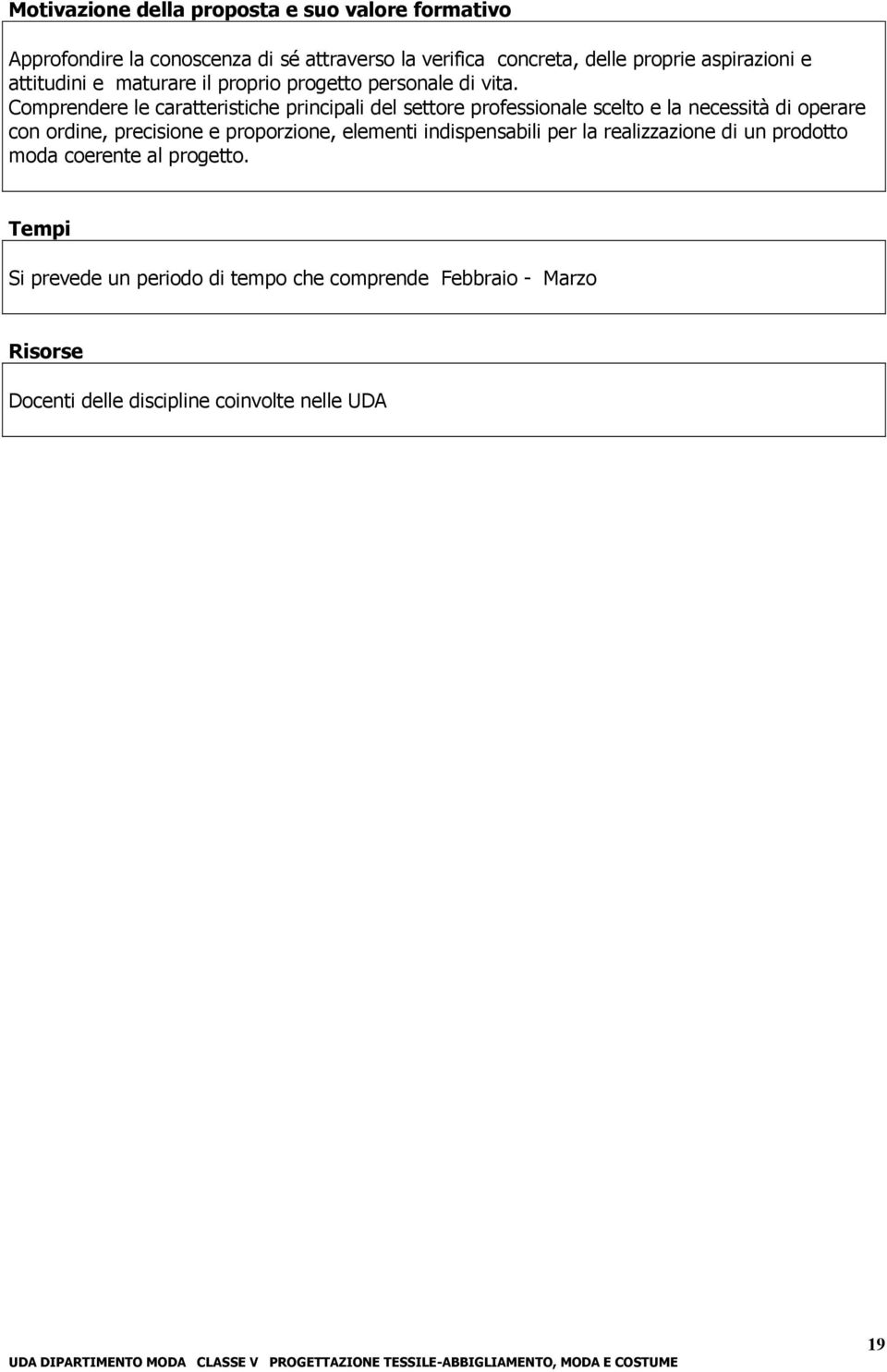 Comprendere le caratteristiche principali del settore professionale scelto e la necessità di operare con ordine, precisione e proporzione,