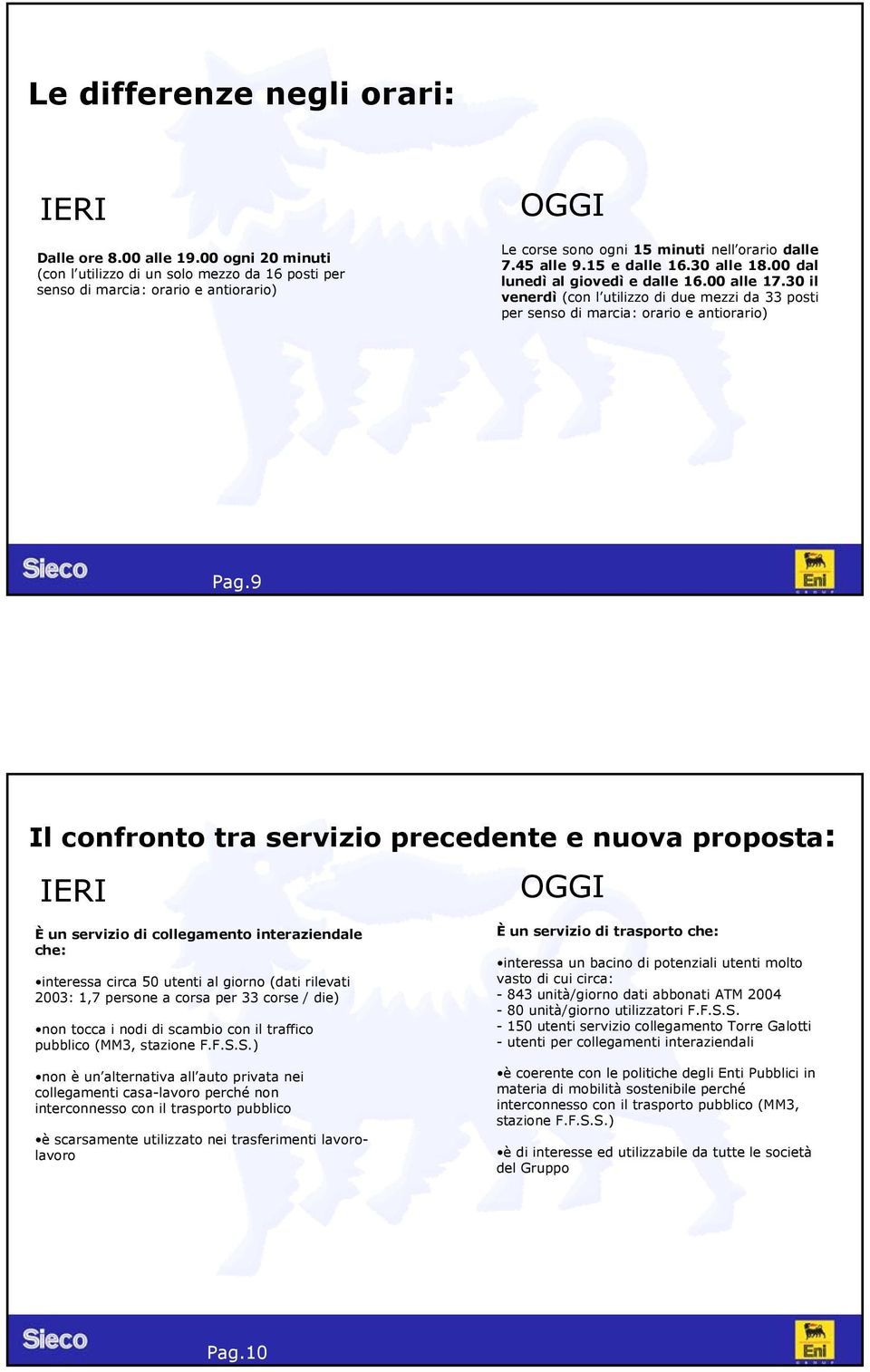 00 dal lunedì al giovedì e dalle 16.00 alle 17.30 il venerdì (con l utilizzo di due mezzi da 33 posti per senso di marcia: orario e antiorario) Pag.