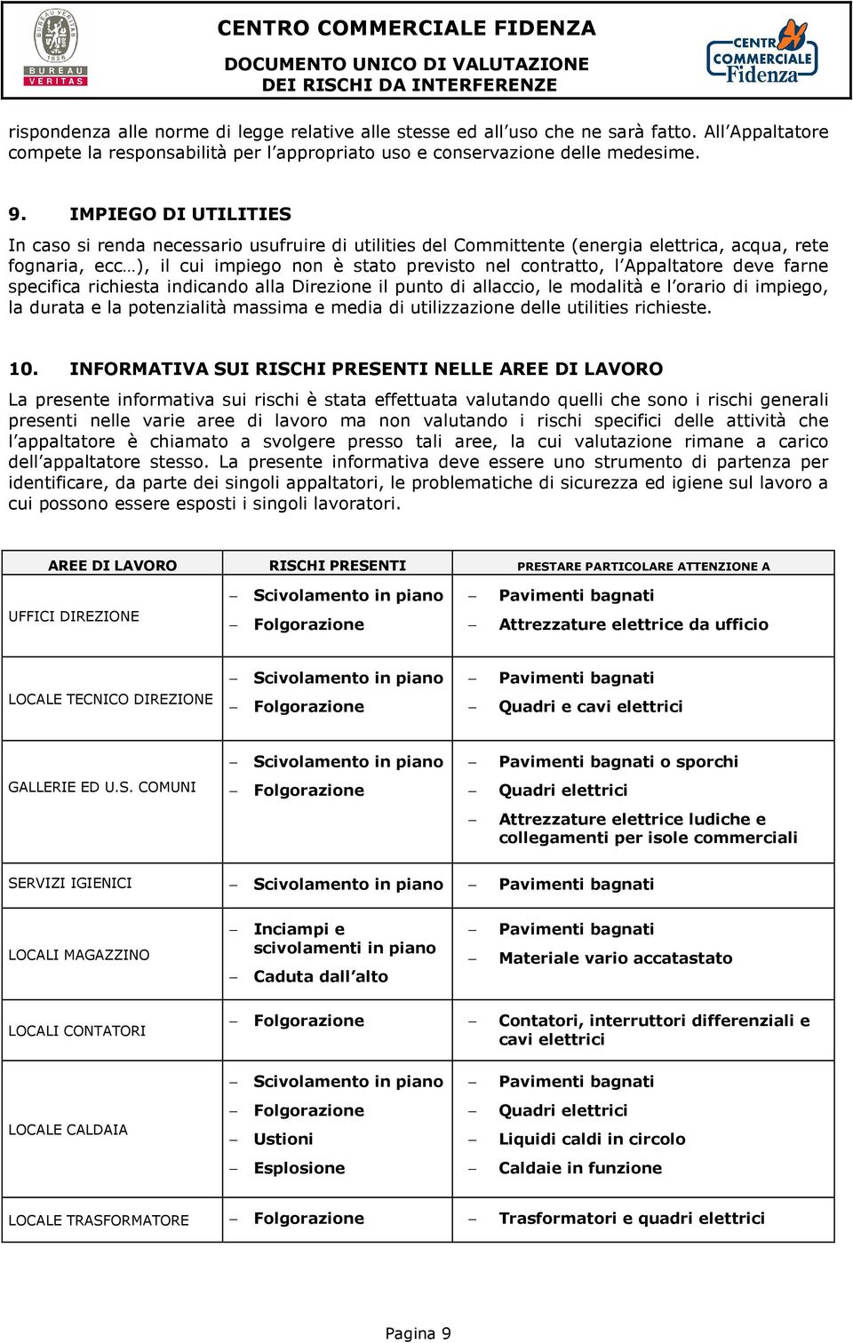 IMPIEGO DI UTILITIES In caso si renda necessario usufruire di utilities del Committente (energia elettrica, acqua, rete fognaria, ecc ), il cui impiego non è stato previsto nel contratto, l