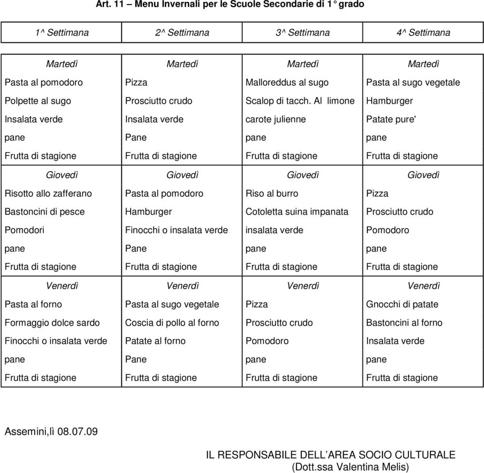 suina impanata Prosciutto crudo Pomodori Finocchi o insalata verde insalata verde Pomodoro pane Pane pane pane Pasta al forno Pasta al sugo vegetale Pizza Gnocchi di patate Formaggio dolce sardo