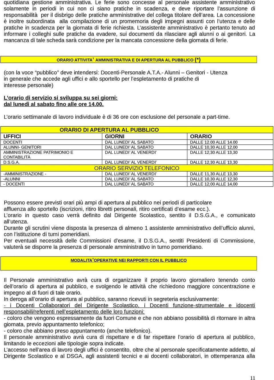 pratiche amministrative del collega titolare dell area.