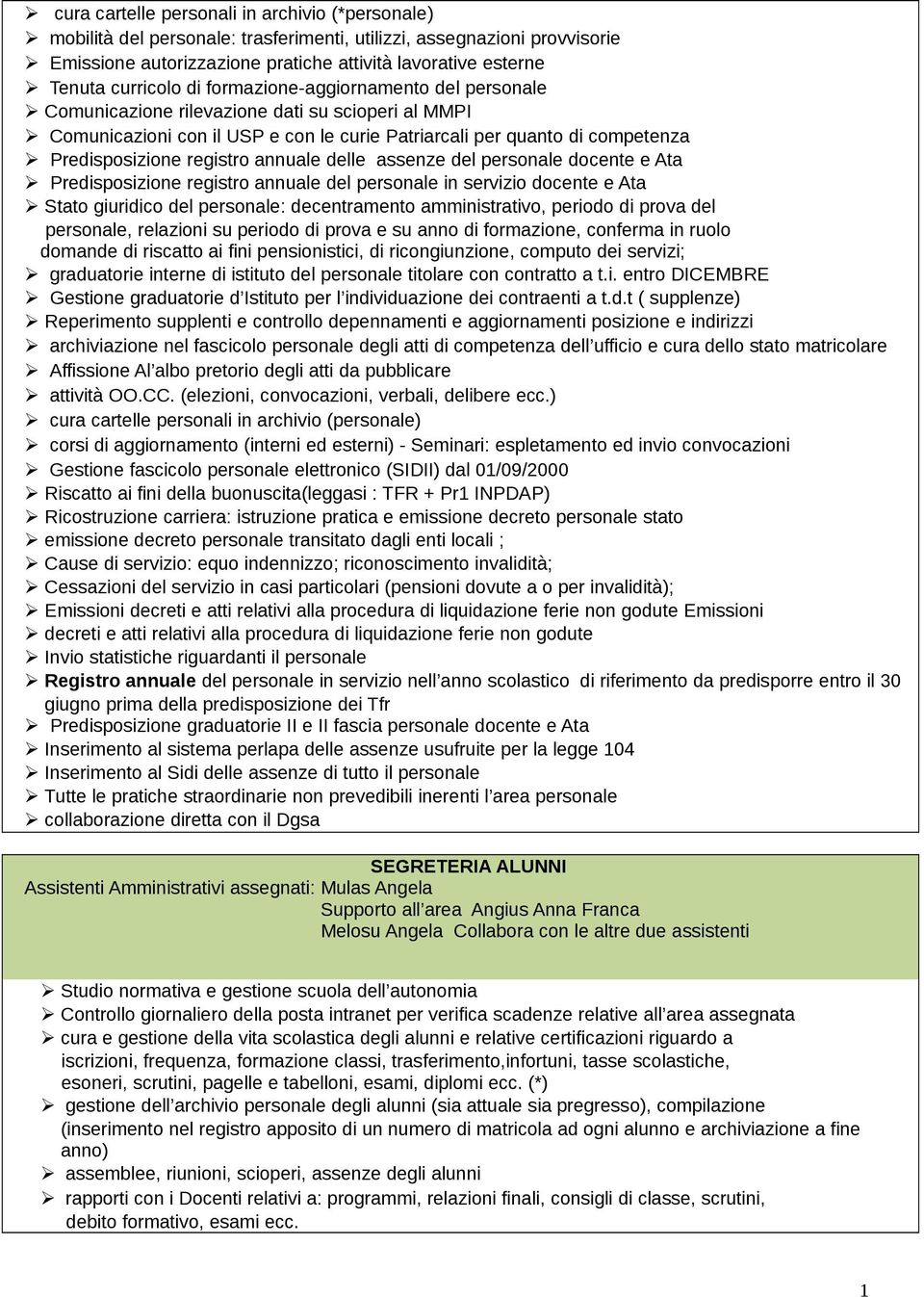 registro annuale delle assenze del personale docente e Ata Predisposizione registro annuale del personale in servizio docente e Ata Stato giuridico del personale: decentramento amministrativo,