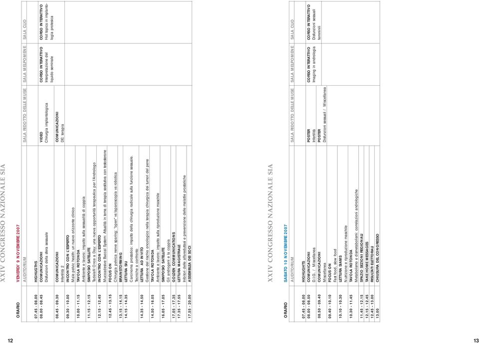 45-09.30 COMUNICAZIONI COMUNICAZIONI Infertilità 2 DE: terapia 09.30-10.00 INCONTRO CON L'ESPERTO Male pelvic health: un nuovo orizzonte clinico 10.00-11.