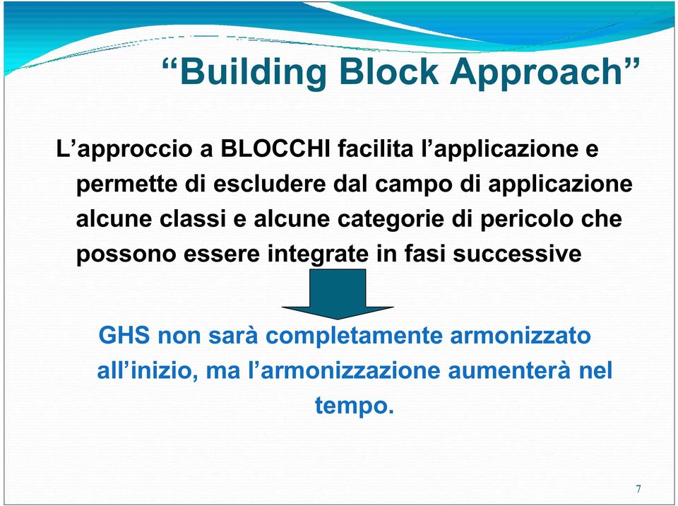 categorie di pericolo che possono essere integrate in fasi successive GHS