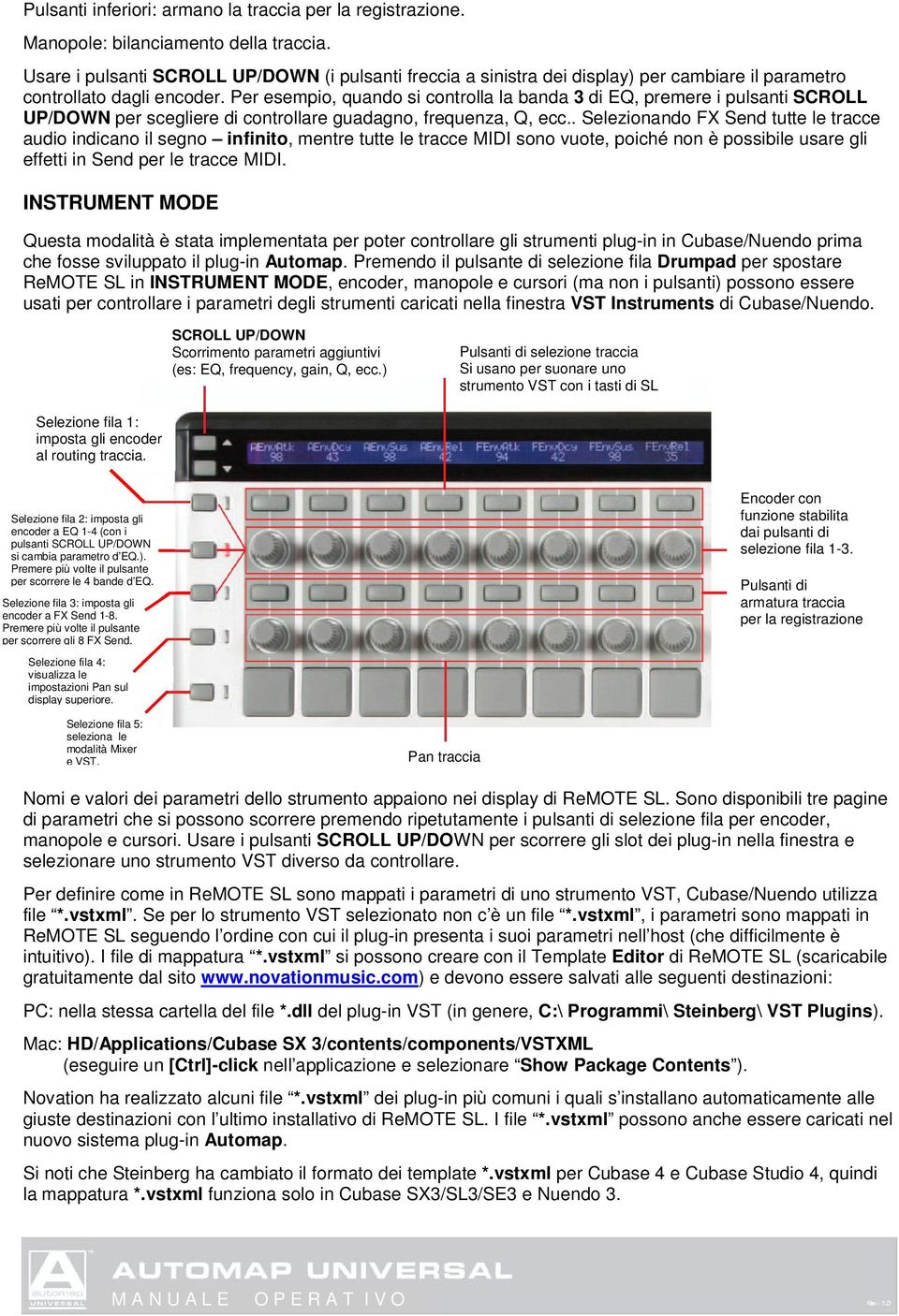 Per esempio, quando si controlla la banda 3 di EQ, premere i pulsanti SCROLL UP/DOWN per scegliere di controllare guadagno, frequenza, Q, ecc.