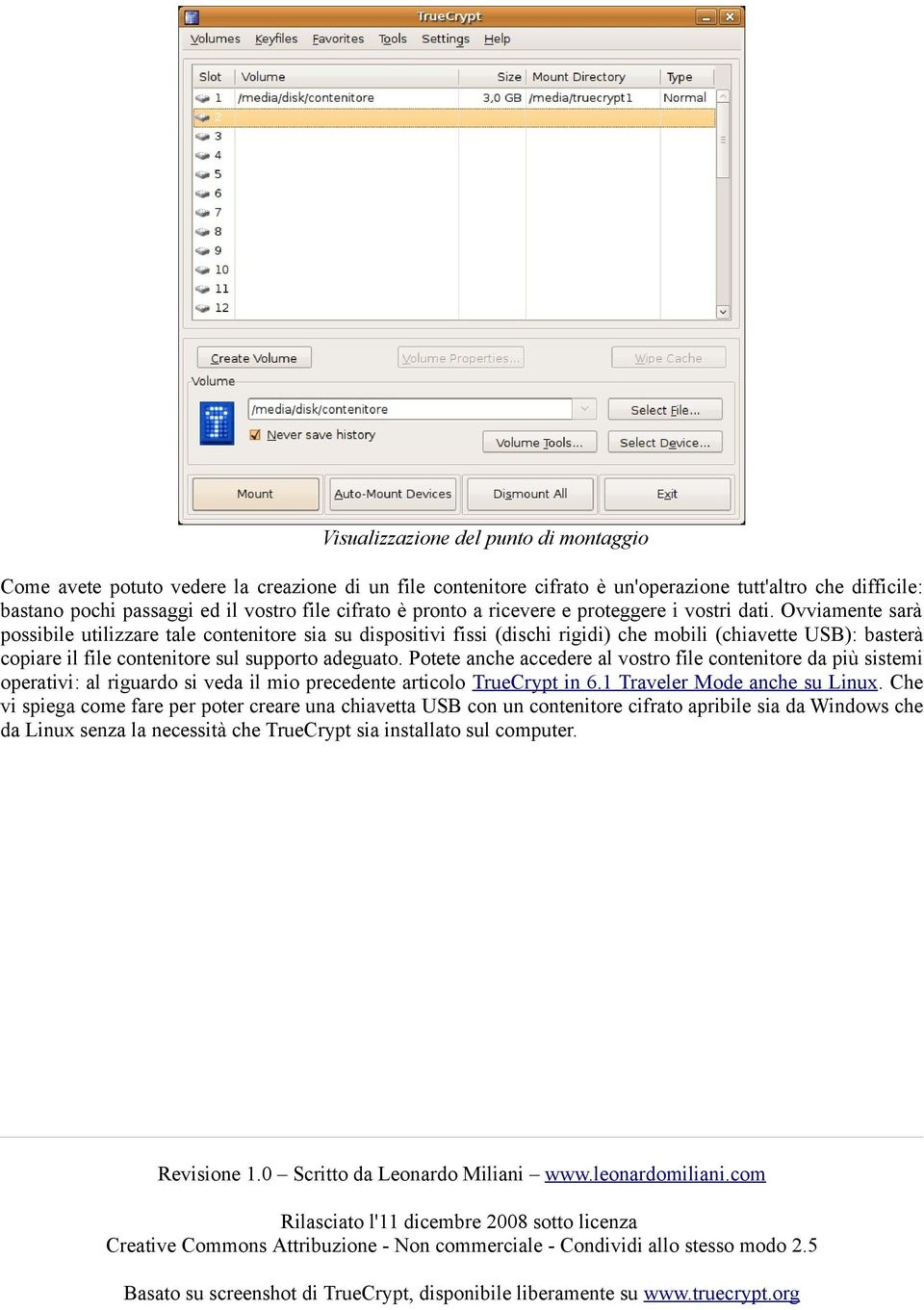 Ovviamente sarà possibile utilizzare tale contenitore sia su dispositivi fissi (dischi rigidi) che mobili (chiavette USB): basterà copiare il file contenitore sul supporto adeguato.