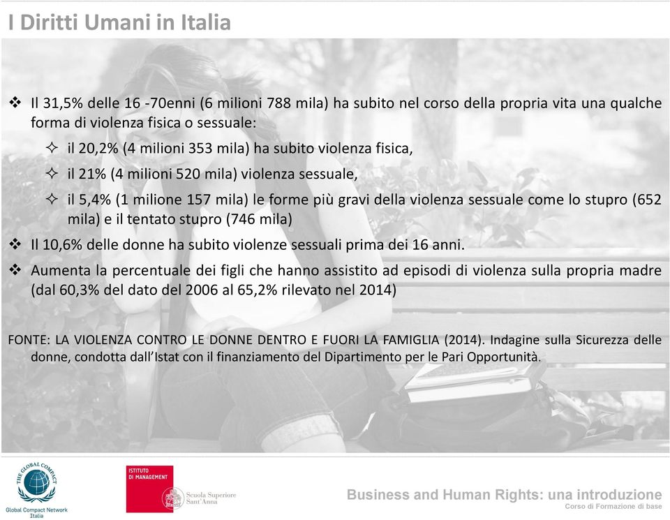 10,6% delle donne ha subito violenze sessuali prima dei 16 anni.