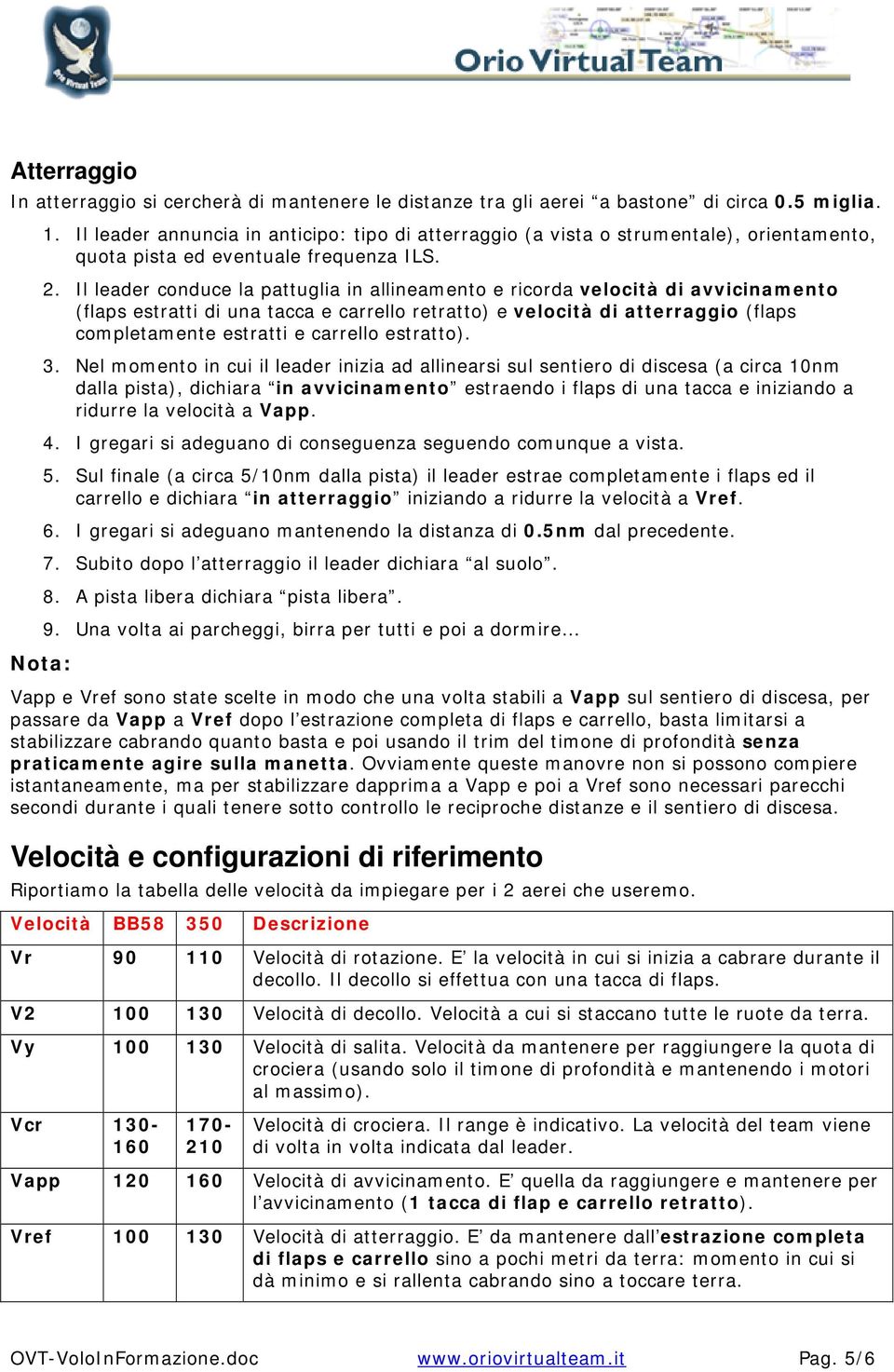 Il leader conduce la pattuglia in allineamento e ricorda velocità di avvicinamento (flaps estratti di una tacca e carrello retratto) e velocità di atterraggio (flaps completamente estratti e carrello