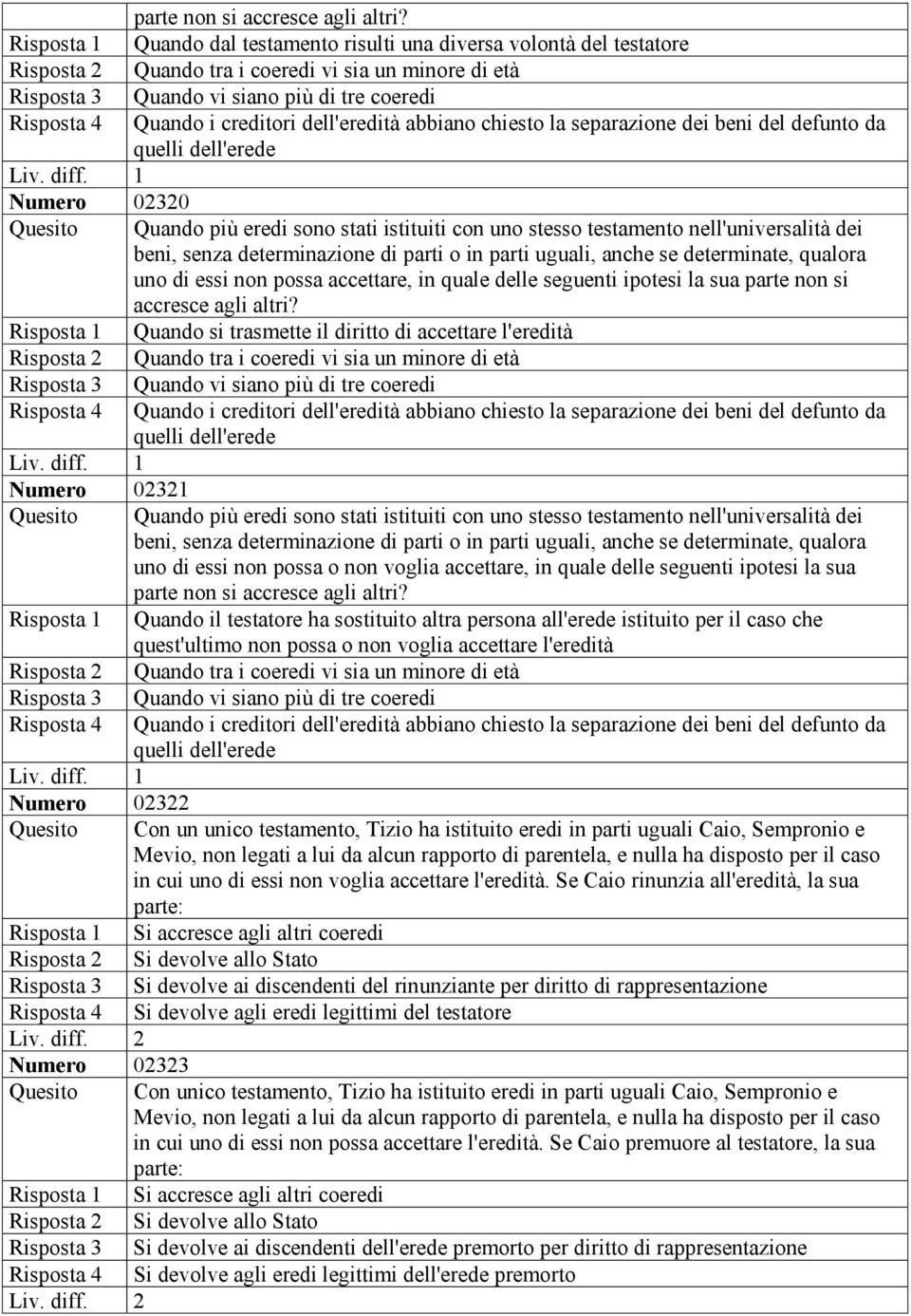 abbiano chiesto la separazione dei beni del defunto da quelli dell'erede Numero 02320 Quesito Quando più eredi sono stati istituiti con uno stesso testamento nell'universalità dei beni, senza