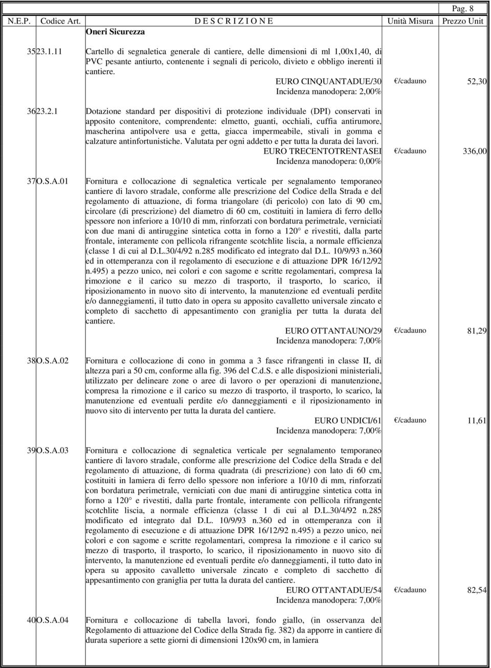 EURO CINQUANTADUE/30 /cadauno 52,