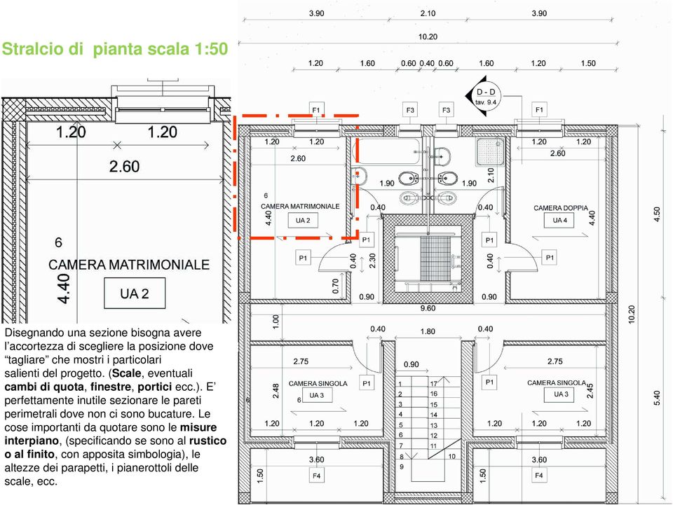 E perfettamente inutile sezionare le pareti perimetrali dove non ci sono bucature.