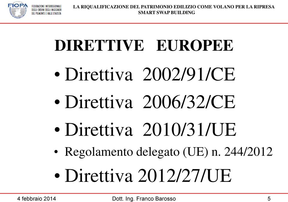 Direttiva 2010/31/UE Regolamento