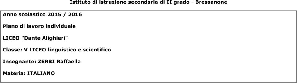 individuale LICEO "Dante Alighieri" Classe: V LICEO