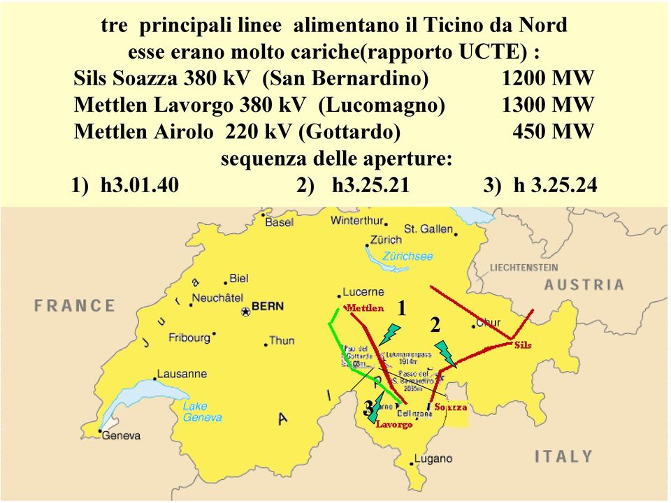 Mettlen Lavorgo 380 kv (Lucomagno) 1300 MW Mettlen Airolo 220 kv