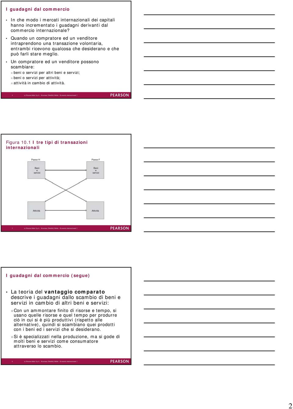 Un compratore ed un venditore possono scambiare: beni o servizi per altri beni e servizi; beni o servizi per attività; attività in cambio di attività. 4 (c) Pearson Italia S.p.A.