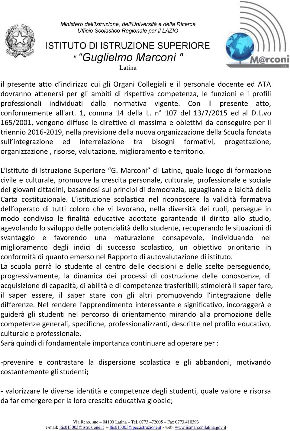 n 107 del 13/7/2015 ed al D.L.