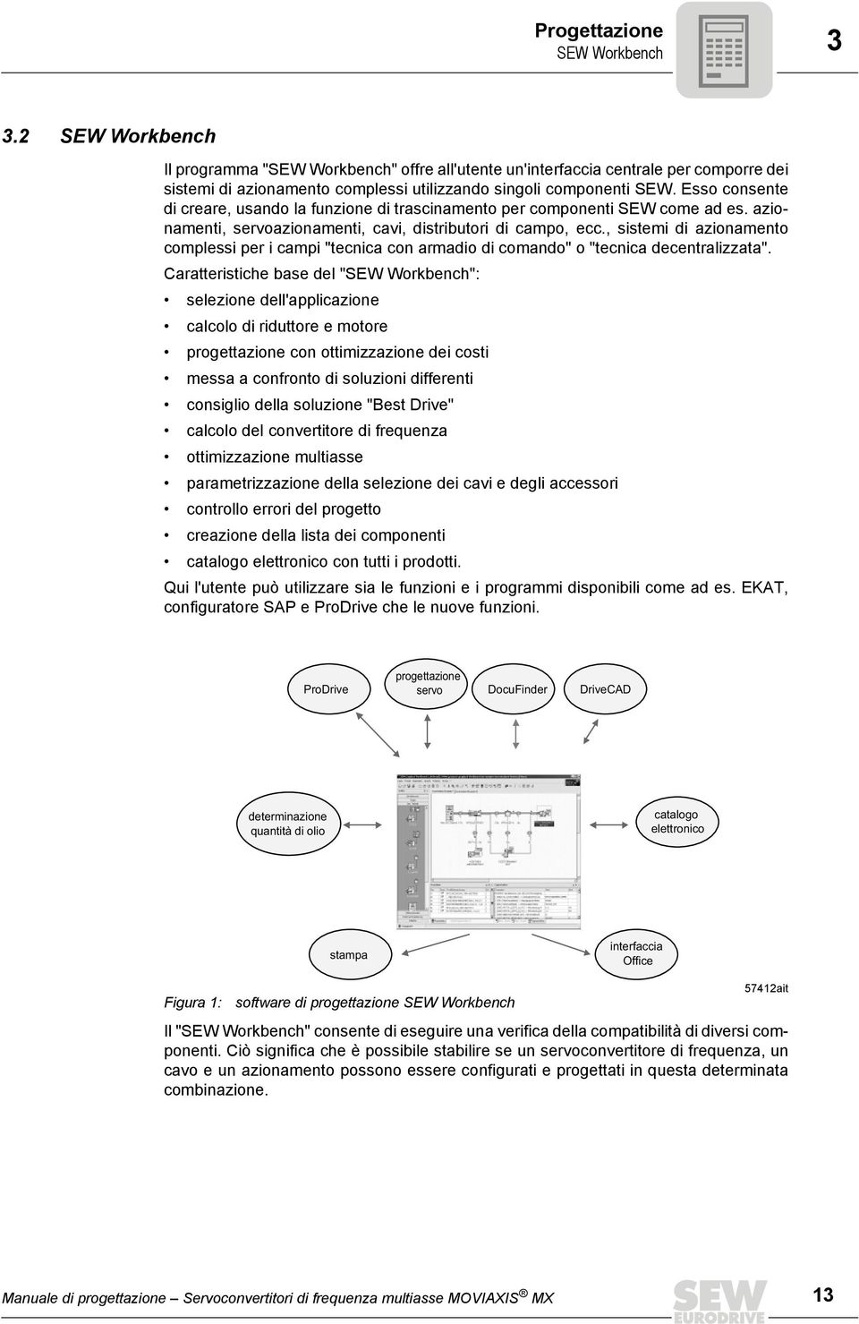 Esso consente di creare, usando la funzione di trascinamento per componenti SEW come ad es. azionamenti, servoazionamenti, cavi, distributori di campo, ecc.