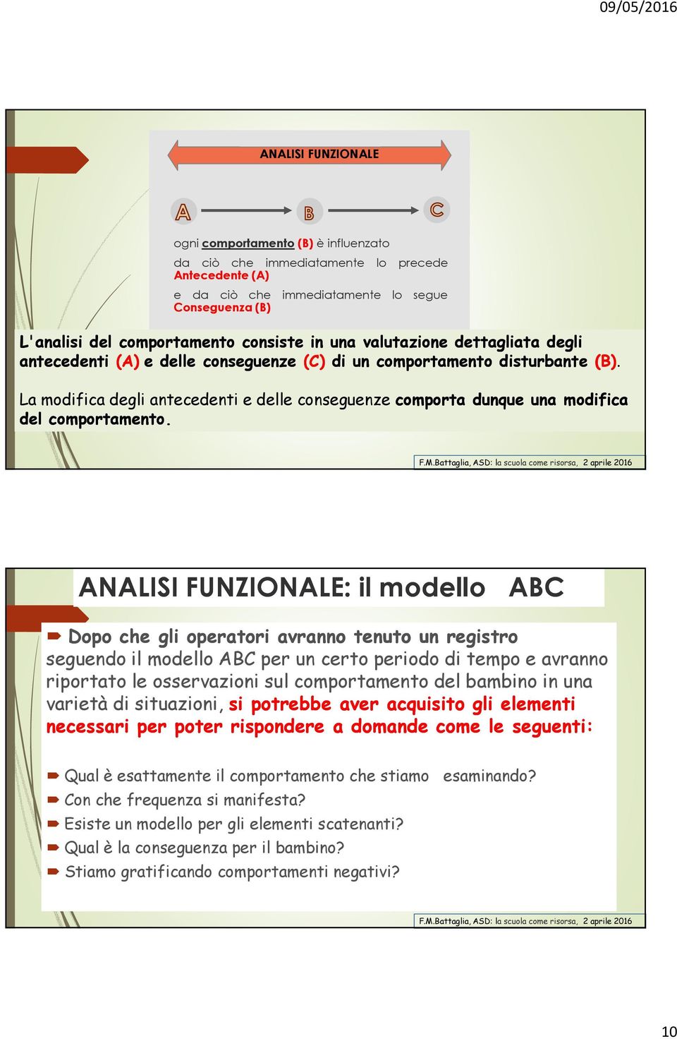 La modifica degli antecedenti e delle conseguenze comporta dunque una modifica del comportamento.