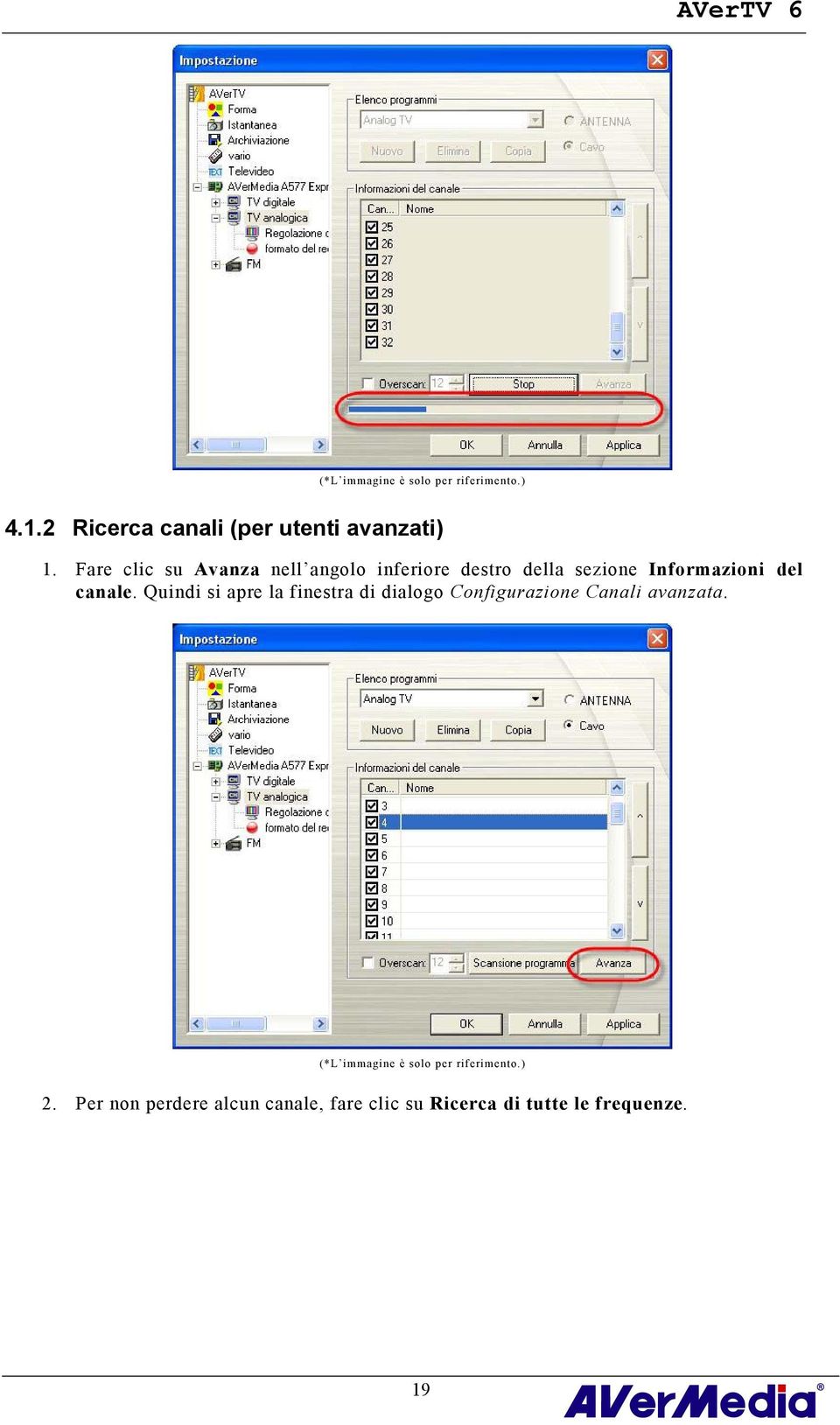 Quindi si apre la finestra di dialogo Configurazione Canali avanzata.